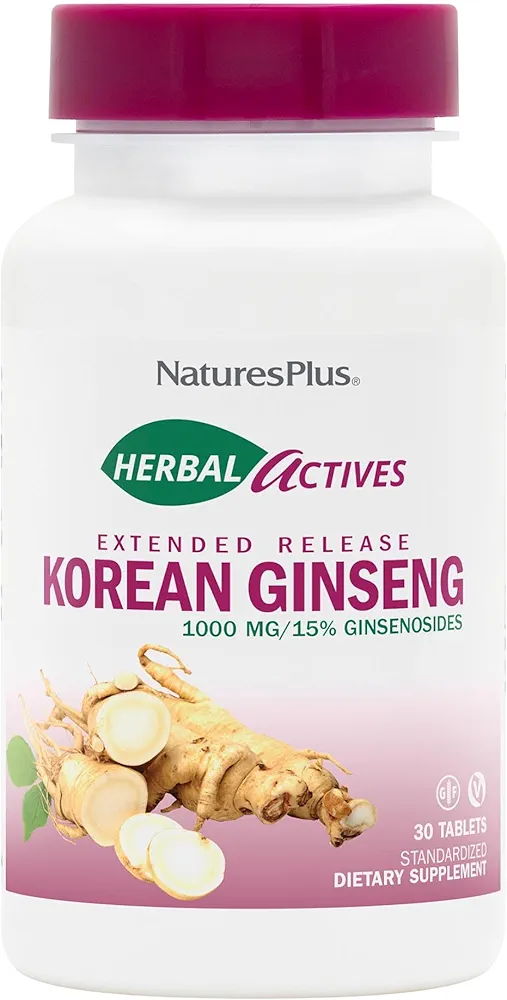 جینسینگ کرهای NaturesPlus Herbal Actives - 30 قرص با رهایش طولانی - پشتیبانی از انرژی و استقامت - وگان، بدون گلوتن - 30 وعده