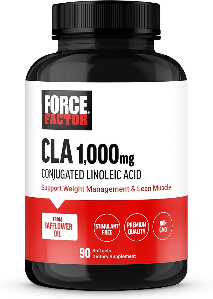 مکملهای CLA فورس فاکتور، ۱۰۰۰ میلیگرم CLA، اسید لینولئیک مزدوج برای حمایت از ترکیب بدن و توده عضلانی بدون چربی، ساخته شده از روغن گلرنگFORCE FACTOR CLA Supplements, CLA 1000 mg,