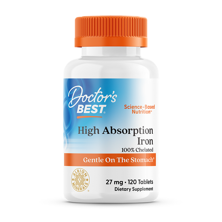 قرص آهن با جذب بالای دکتر بست به همراه فروکل، ۲۷ میلی گرم ۱۲۰تاییDoctor's Best High Absorption Iron with Ferrochel, 27 mg, 120 Tablets