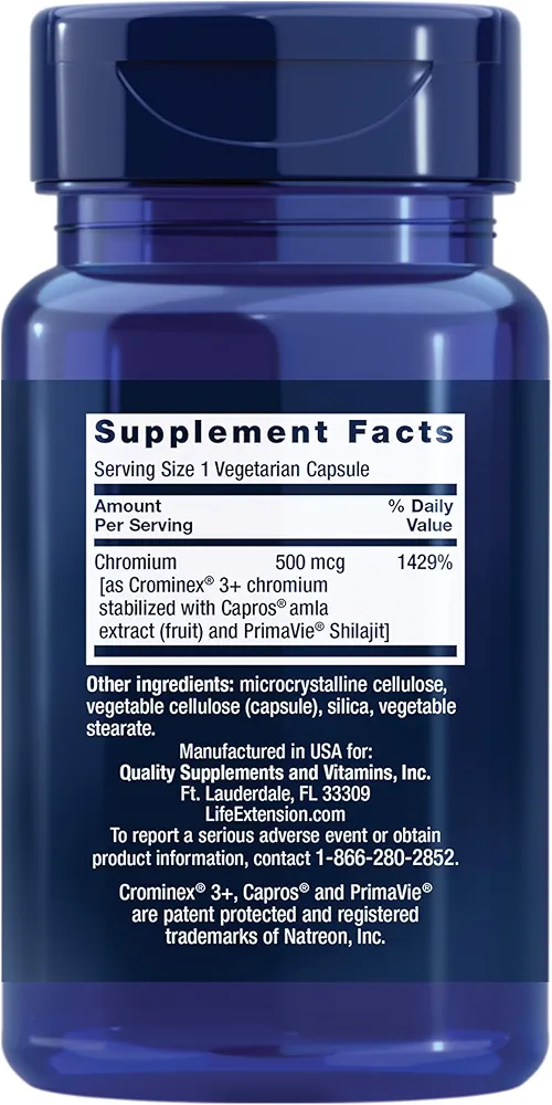 کپسول کروم لایف اکستنشن LIFE EXTENSION Chromium 500mcg with Crominex (60 عددی