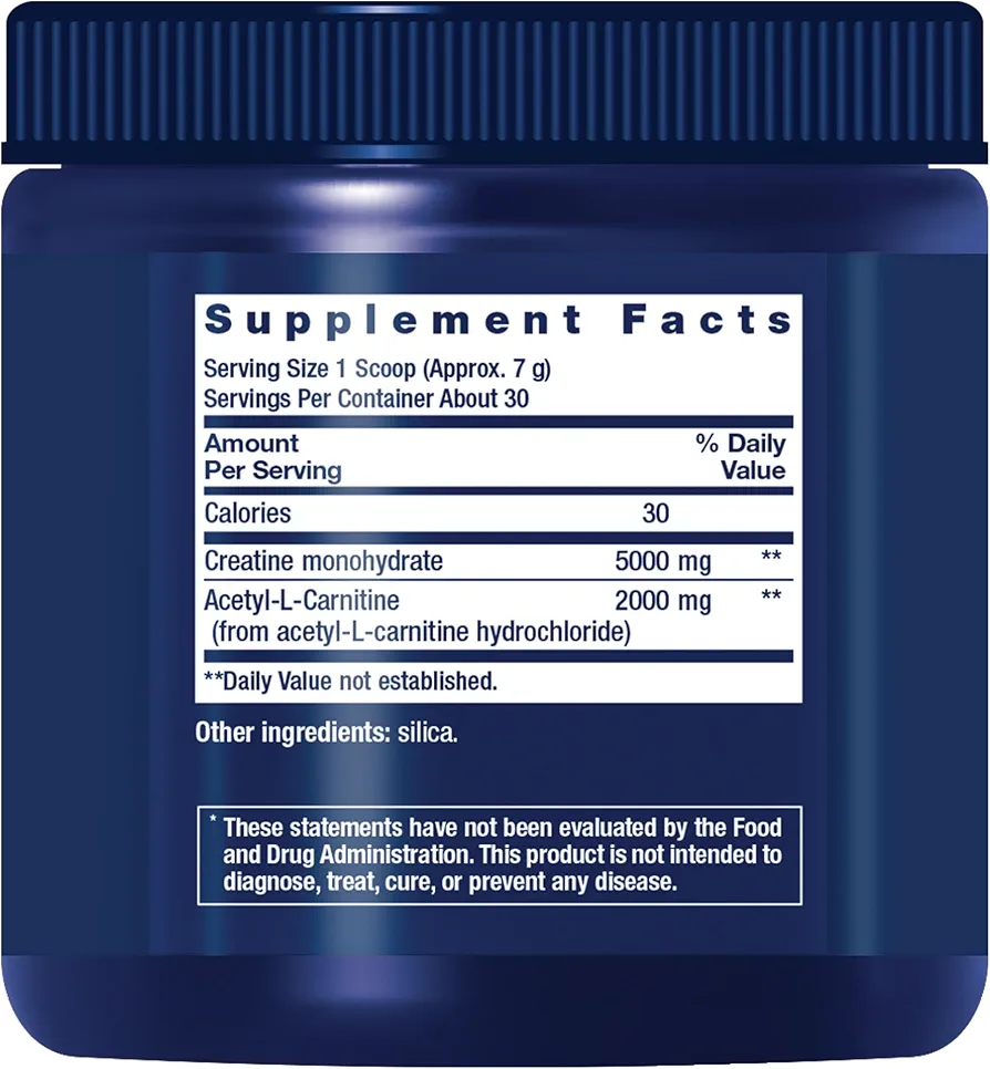 پودر کراتین و استیل-ال-کارنیتین لایف اکستنشن LIFE EXTENSION Creatine & Acetyl-L-Carnitine Energy Plus (233 گرم)