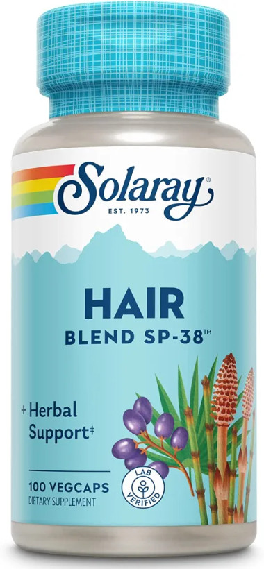 مخلوط موی SOLARAY SP-38 | تقویت کننده موی گیاهی | 100 کپسول گیاهی فرمول گیاهی تقویت کننده مو با عصاره نخل ارهای، دم اسبی و رزماری SOLARAY Hair Blend SP-38