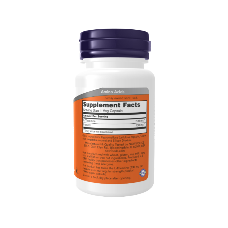 ال-تیانین دابل استِرِنگ ناو فودز ۶۰ عددی Now Foods L-Theanine Double Strength Veg Capsules