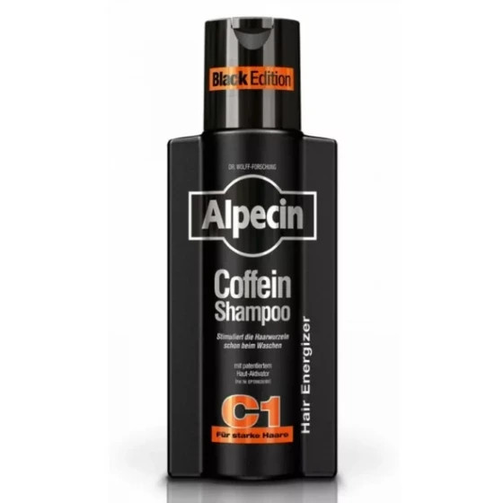شامپو کافئین دار ضدریزش بلک ادیشن مشکی آلپسین سی وان اصل Alpecin Coffein-Shampoo C1 Black Edition 250ml