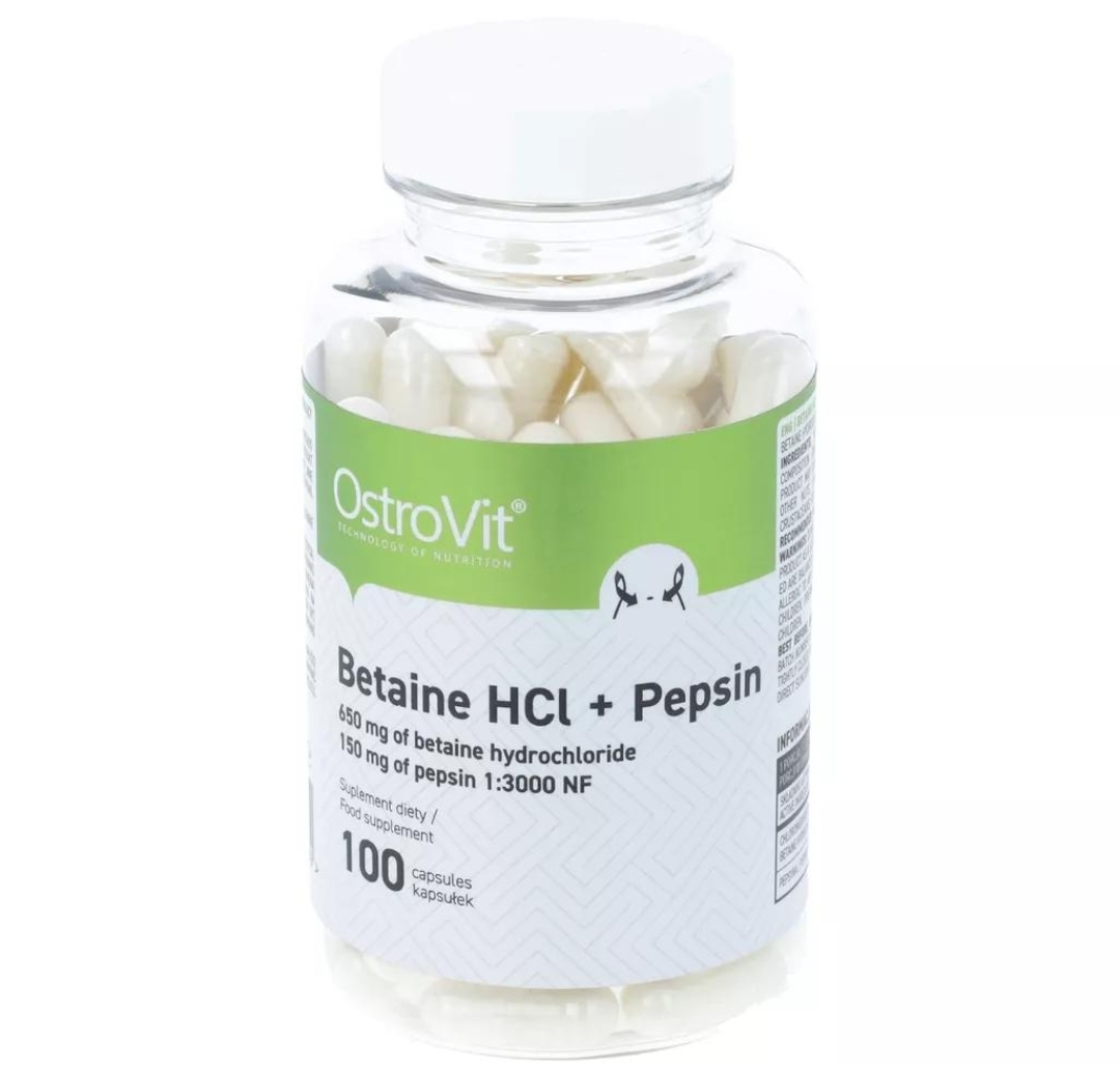 بتائین HCl + پپسین استروویت |۱۰۰عددی OstroVit Betaine HCl + Pepsin