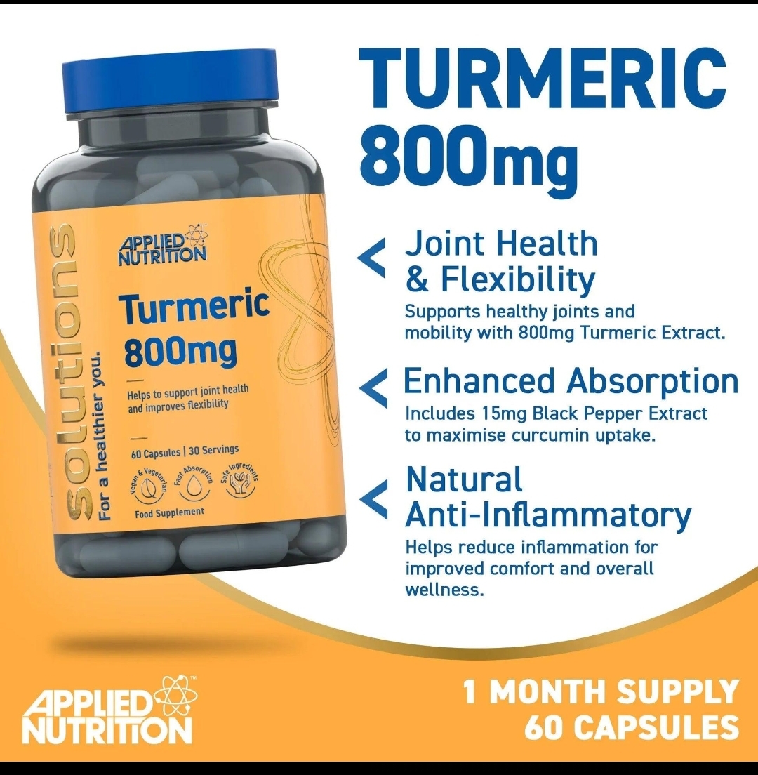 ترمریک اپلاید نوتریشن ۶۰ عددی Applied Nutrition Turmeric Supplement Capsules 800mg