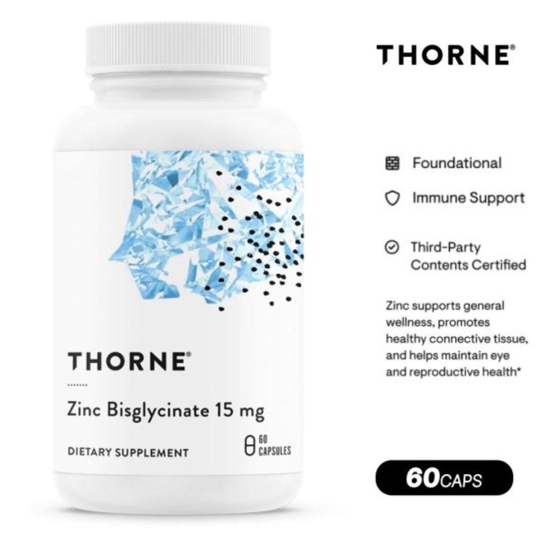 زینک بیسگلیسینات Thorne – ۱۵ میلیگرمThorne Zinc Bisglycinate